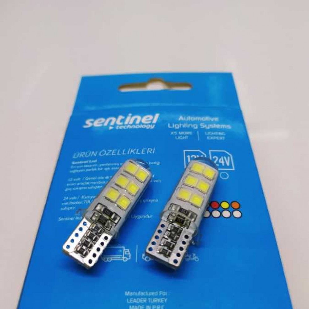  SİLİKONLU T10 12 LED'Lİ BEYAZ SENTİNEL