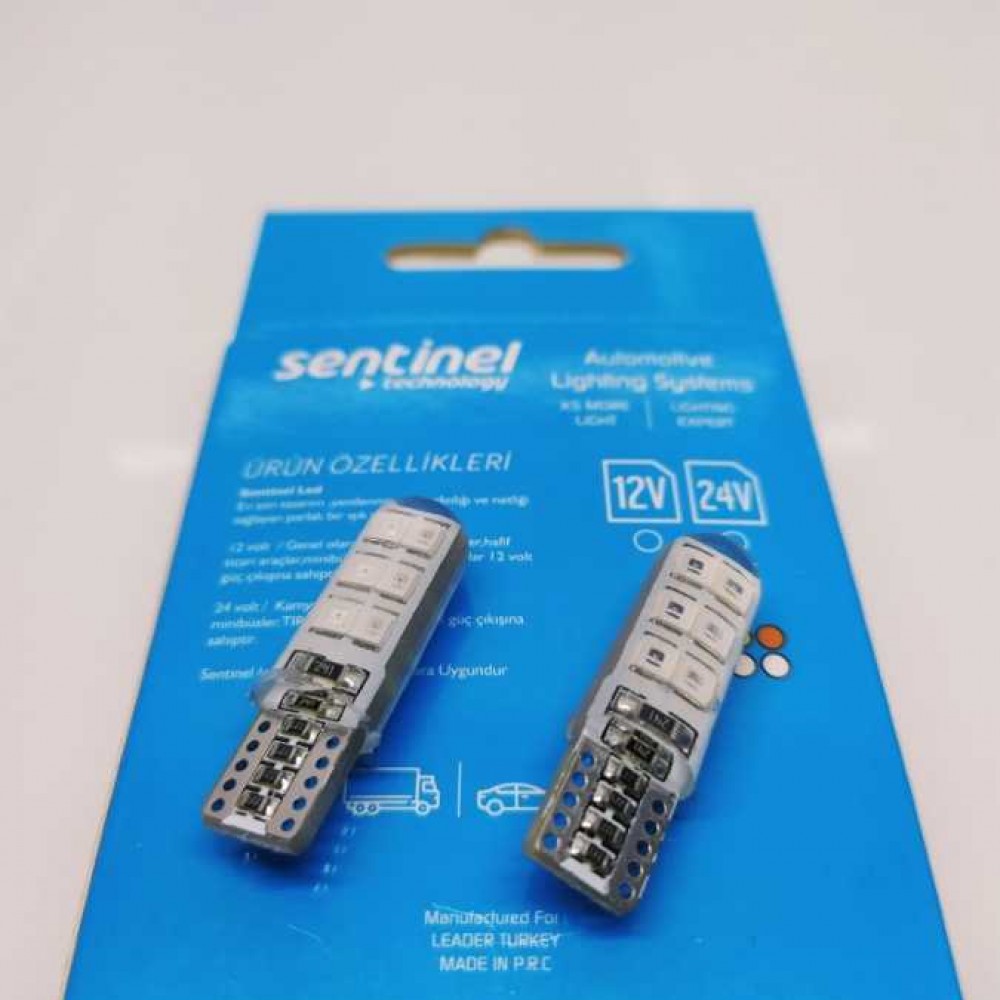  SİLİKONLU T10 12 LED'Lİ KIRMIZI SENTİNEL