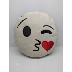 EMOJİ YASTIK ( KADİFE + DERİ ) NAKIŞLI ( KREM / SARI ) 