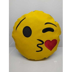 EMOJİ YASTIK ( KADİFE + DERİ ) NAKIŞLI ( KREM / SARI ) 