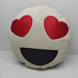 EMOJİ YASTIK ( KADİFE + DERİ ) NAKIŞLI ( KREM / SARI ) 